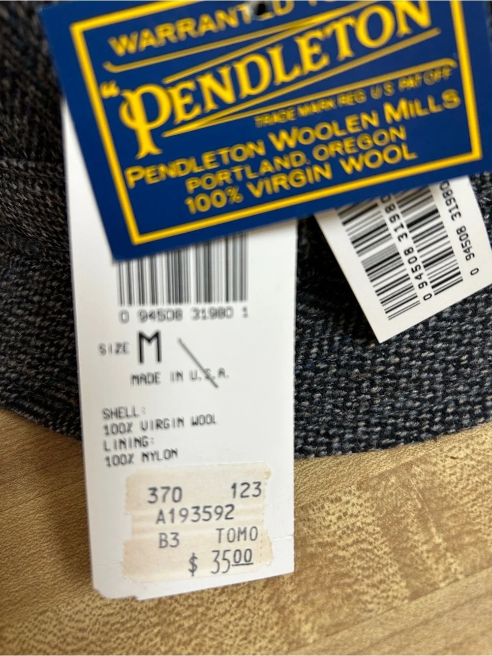 Vintage Pendleton Men's Tweed Hat- Gray Multicolor NWT Size Medium